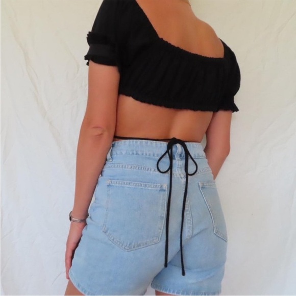 Skylar + Madison Puff Sleeve Bandeau Tie Top - Picture 4 of 4